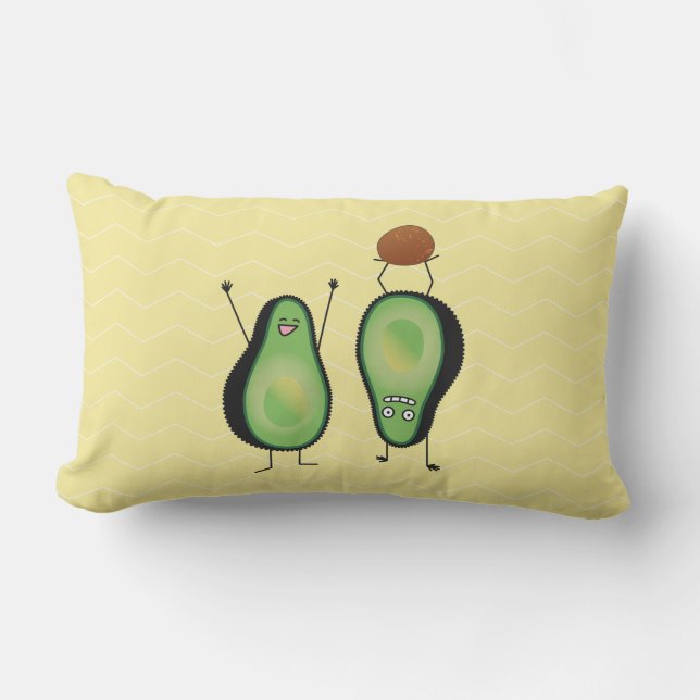Avocado funny cheering handstand green pit outdoor cushion (Front)