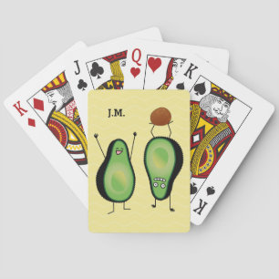 Avocado funny cheering handstand green pit playing cards