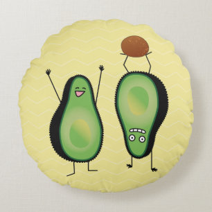 Avocado funny cheering handstand green pit round cushion