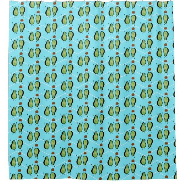 Avocado funny cheering handstand green pit shower curtain (Front)