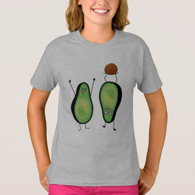 Avocado funny cheering handstand green pit T-Shirt (Front)