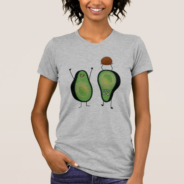 Avocado funny cheering handstand green pit T-Shirt (Front)