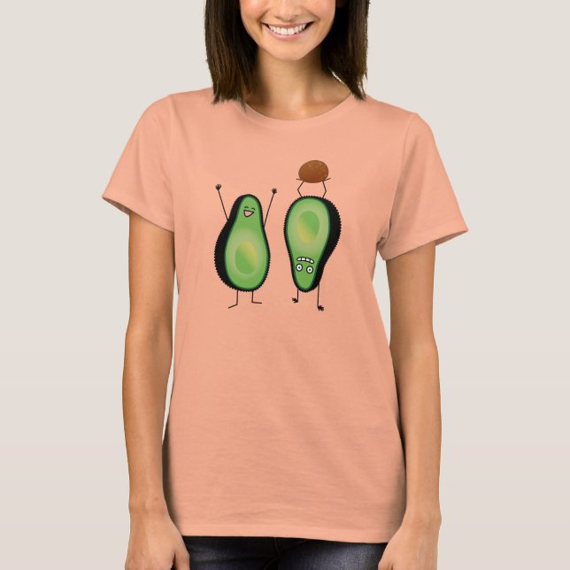 Avocado funny cheering handstand green pit T-Shirt (Front)