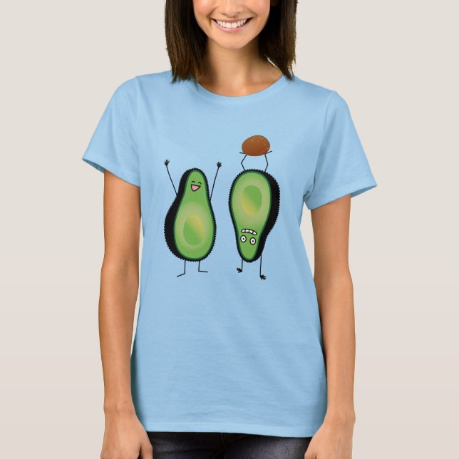 Avocado funny cheering handstand green pit T-Shirt (Front)
