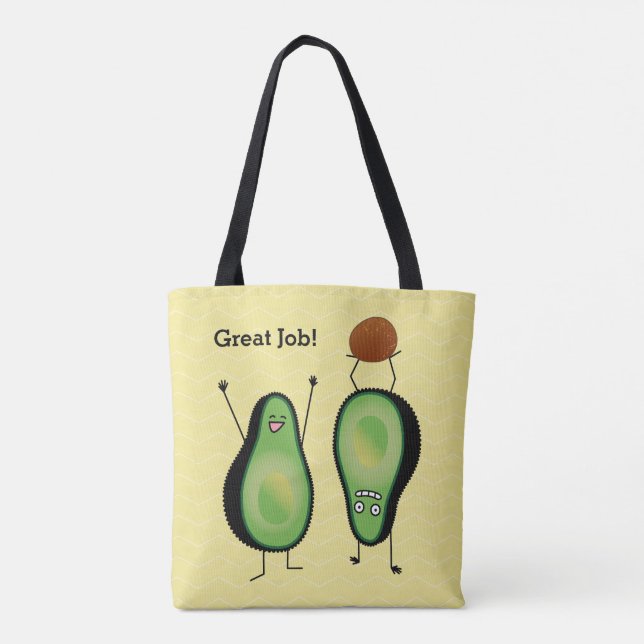 Avocado funny cheering handstand green pit tote bag (Back)