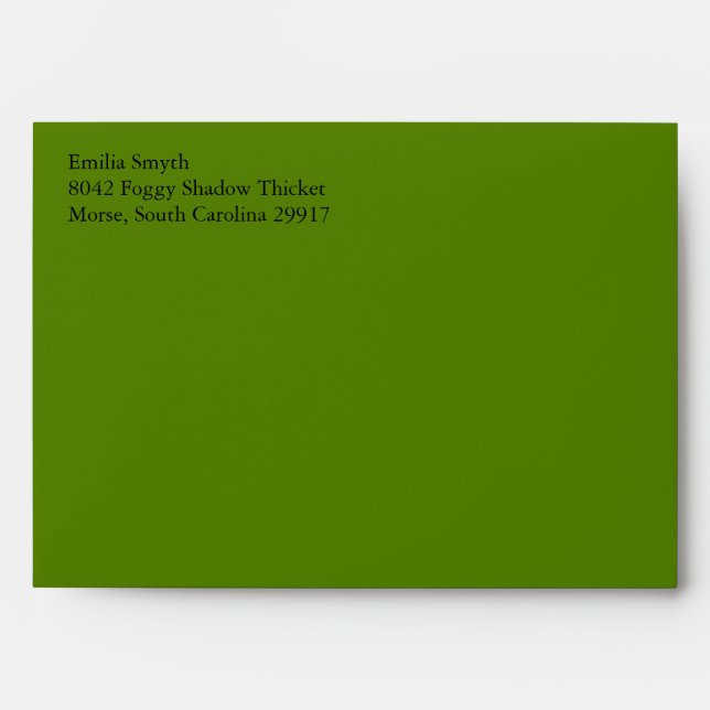 Avocado Green A7 5x7 Envelopes With Return Address (Front)