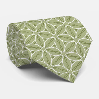 Avocado Green and White Pattern Tie