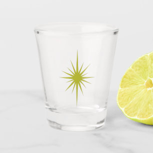 Avocado Green Atomic Starburst Retro Mid Century Shot Glass