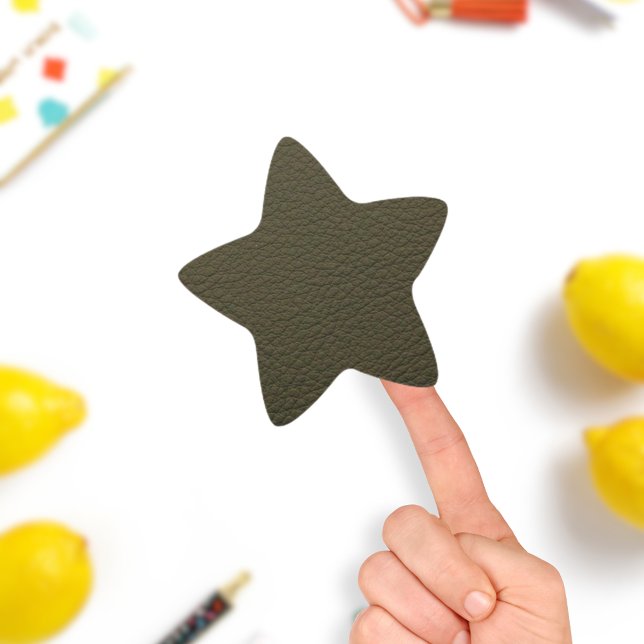 Avocado Green Faux Leather Star Sticker (Creator Uploaded)