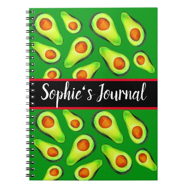 Avocado green health fruit foodie notebook (Front)