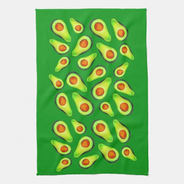 Avocado green health fruit foodie tea towel (Vertical)