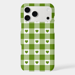 Avocado Green Heart Plaid Gingham iPhone Case