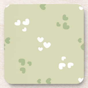 Avocado Green Love Hearts Coaster