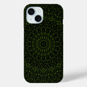 Avocado Green Mandala with Geometric Symmetry iPhone 15 Case