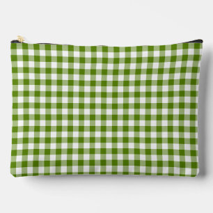 Avocado Green Plaid Gingham Retro Color Accessory Pouch