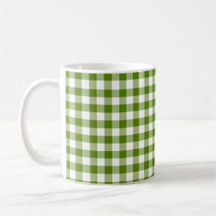 Avocado Green Plaid Gingham Retro Color Coffee Mug