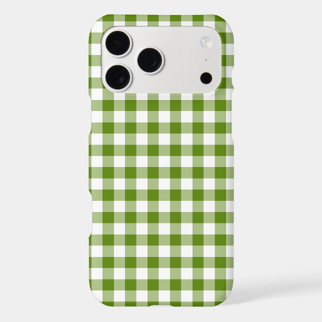 Avocado Green Plaid Gingham Retro iPhone Case (Back)
