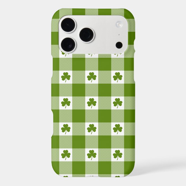 Avocado Green Plaid Shamrock Clover iPhone Case (Back)