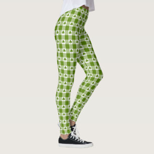 Avocado Green Plaid Shamrock Clover Retro Color Leggings