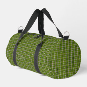 Avocado Green Plaid Windowpane Pattern Retro Duffle Bag