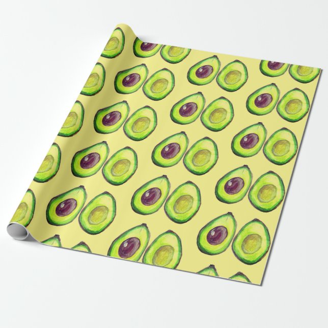 Avocado Green Vegan Foodie Vegeterian Foodie Wrapp Wrapping Paper (Unrolled)