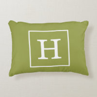 Avocado Green White Framed Initial Monogram