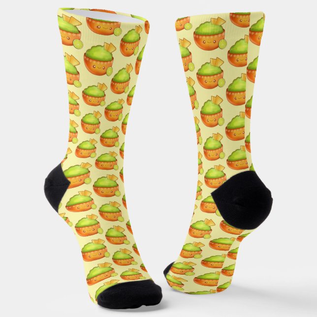 Avocado Guacamole And Tortilla Chips Socks (Angled)