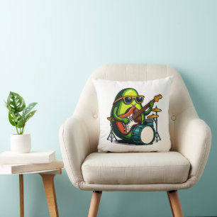 Avocado Guitarist Art Cool Fruit Band Cushion