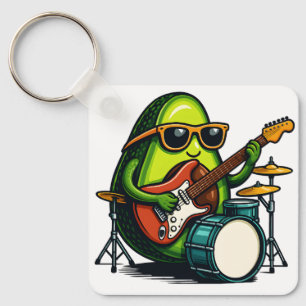 Avocado Guitarist Art Cool Fruit Band Key Ring