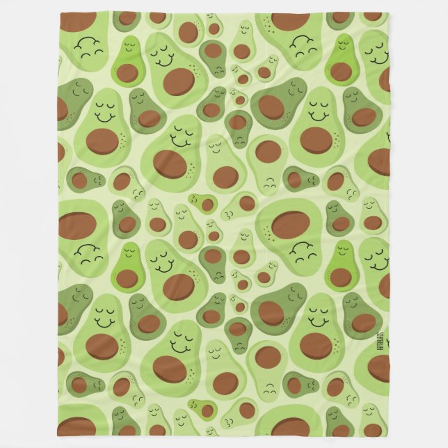 Avocado Happy Little Avos Hass Avocados Pattern Fleece Blanket (Front)
