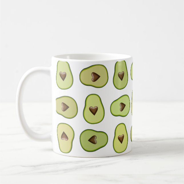 Avocado Heart Healthy Fruit Custom Coffee Mug (Left)