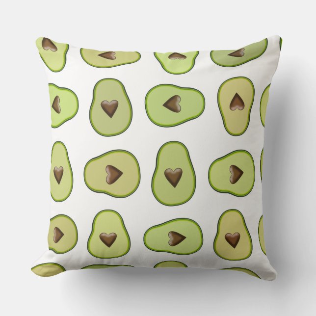 Avocado Heart Healthy Fruit Fun Whimsical Party Cushion (Front)