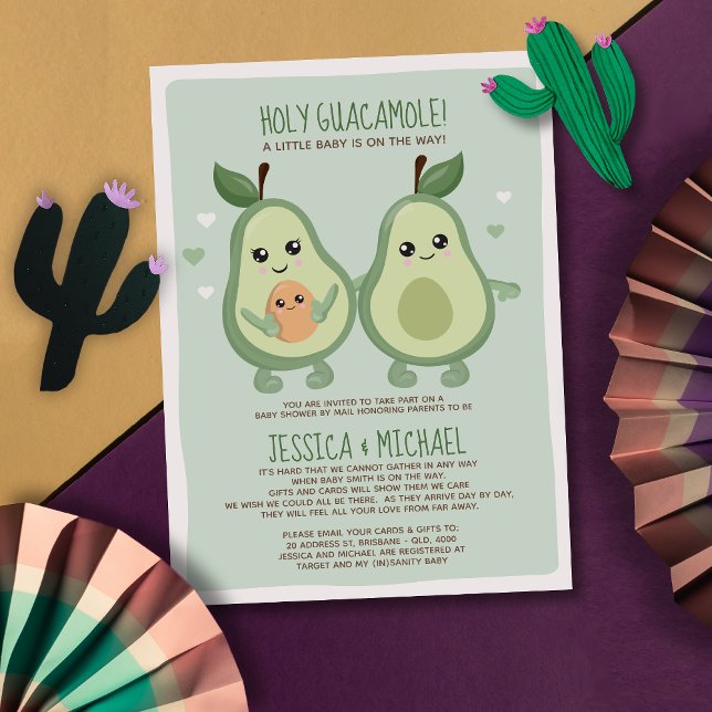 Avocado Holy Guacamole Baby Shower by Mail Invitation (Creator Uploaded)