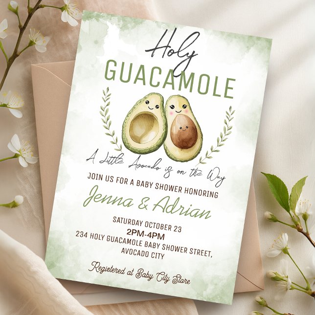 Avocado Holy Guacamole Baby Shower Invitation (Avocado Holy Guacamole Baby Shower Invitation)