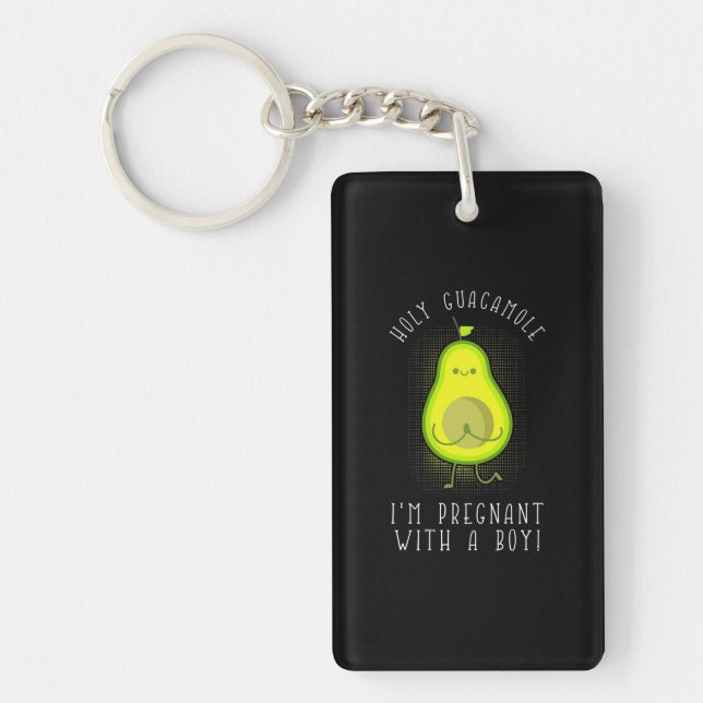 Avocado I Am Pregnant With A Boy Key Ring (Front)