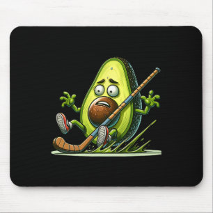 Avocado Ice Hockey Humor Cartoon Goalie Slip Mouse Pad