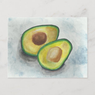 Avocado in Watercolor Postcard