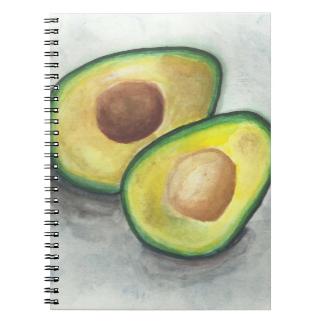 Avocado in Watercolor Spiral Notebook (Front)