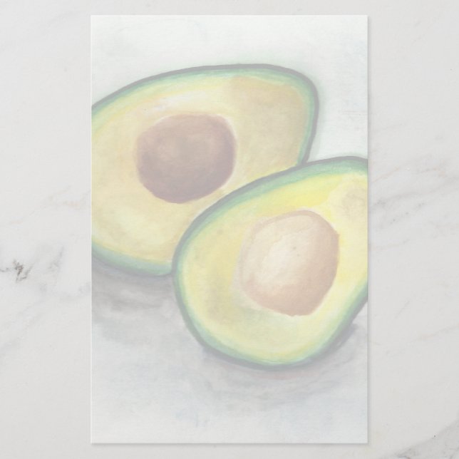 Avocado in Watercolor Stationery (Front)