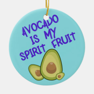 Avocado is My Spirit Fruit with Typography Ceramic Tree Decoration