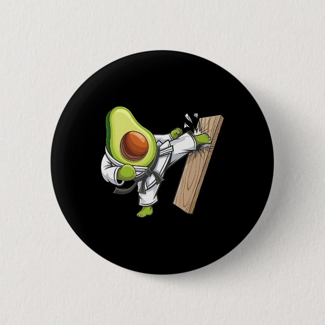 Avocado Karate Master Breaking Wood Board  6 Cm Round Badge (Front)