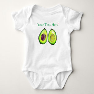 Avocado Kids Text Vegan Food Healthy Fruit  Baby B Baby Bodysuit