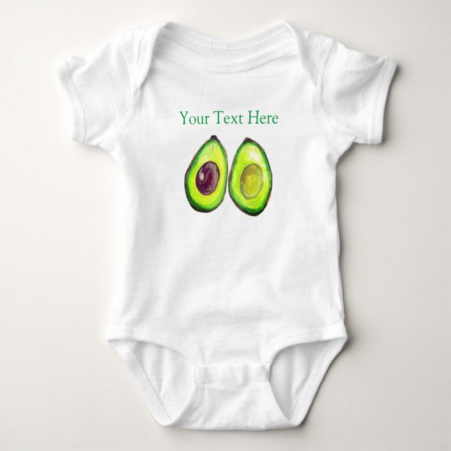 Avocado Kids Text Vegan Food Healthy Fruit  Baby B Bodysuit (Front)
