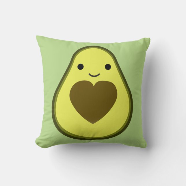 Avocado Love Cute Avocado with a heart Pit Cushion (Front)