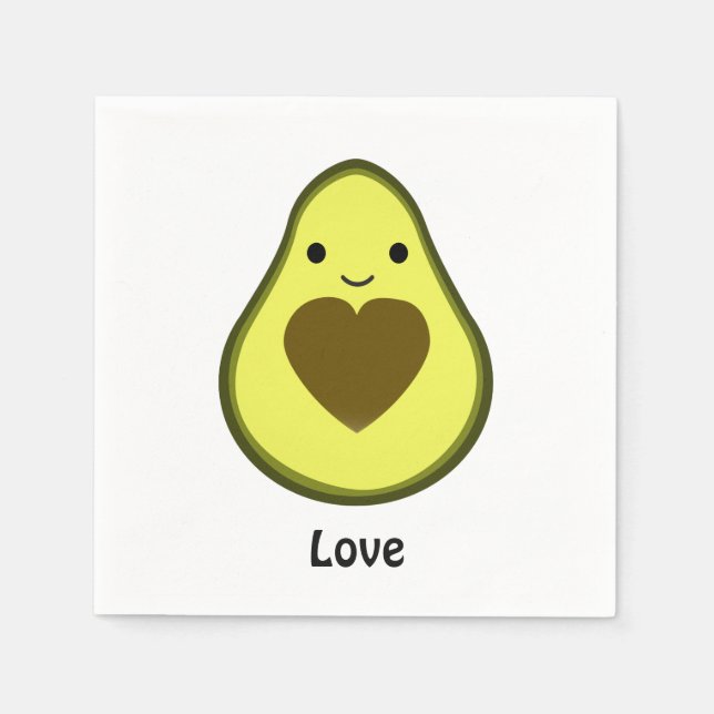 Avocado Love Cute Avocado with a heart Pit Napkin (Front)