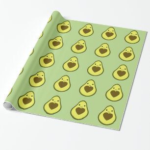 Avocado Love Cute Avocado with a heart Pit Wrapping Paper
