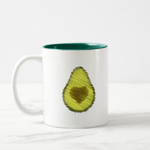 Avocado Love Scribble Two-Tone Coffee Mug