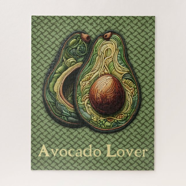 Avocado Lover Faux Embroidered Jigsaw Puzzle (Vertical)