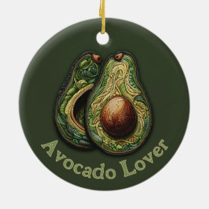 Avocado Lover Faux Embroidery Ceramic Tree Decoration