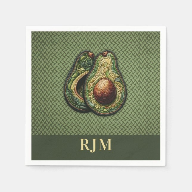 Avocado Lover Faux Embroidery Napkin (Front)